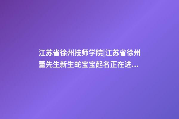 江苏省徐州技师学院|江苏省徐州董先生新生蛇宝宝起名正在进行中-第1张-公司起名-玄机派